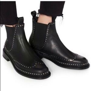 Rag & Bone Black Leather Studded Chelsea Boot Size 7